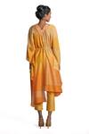 Shop_Krishna Mehta_Yellow Chanderi Kaftan And Pant Set_at_Aza_Fashions