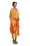 Krishna Mehta_Yellow Chanderi Kaftan And Pant Set_Online_at_Aza_Fashions