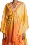 Buy_Krishna Mehta_Yellow Chanderi Kaftan And Pant Set_Online_at_Aza_Fashions