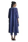 Shop_Krishna Mehta_Blue Tunic Chanderi And Pant Viscose Cotton Block Print & Thread V Neck & Set_at_Aza_Fashions