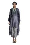 Buy_Krishna Mehta_Black Kaftan Chanderi And Pant Viscose Cotton Print & & Set _Online_at_Aza_Fashions
