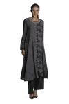 Buy_Krishna Mehta_Black Kurta Chanderi And Palazzo Viscose Cotton Block Print & Flared & Pant Set_at_Aza_Fashions