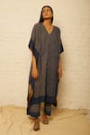 Buy_Krishna Mehta_Blue Bandhej Kaftan Tunic_at_Aza_Fashions