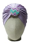 Shop_Hair Drama Co_Purple Embellished Brooch Turban_at_Aza_Fashions