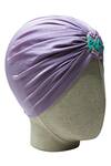 Hair Drama Co_Purple Embellished Brooch Turban_Online_at_Aza_Fashions