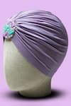 Shop_Hair Drama Co_Purple Embellished Brooch Turban_Online_at_Aza_Fashions