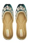 Buy_Jutti Choo_Green Floral-embroidered-juttis_at_Aza_Fashions