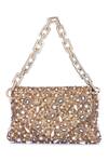 Buy_The Purple Sack_Beige Sequins, Beads, Pearls Embroidered Flap Clutch _at_Aza_Fashions