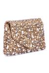 The Purple Sack_Beige Sequins, Beads, Pearls Embroidered Flap Clutch _Online_at_Aza_Fashions