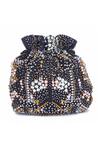 Shop_The Purple Sack_Black Embroidery, Beads, Sequins Potli Bag With Sling _at_Aza_Fashions