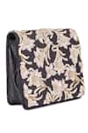 The Purple Sack_Black Embroidery Flap Clutch _Online_at_Aza_Fashions