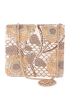 Buy_The Purple Sack_Beige Embroidery Floral Flap Clutch With Sling _at_Aza_Fashions