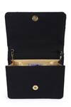 The Purple Sack_Black Embroidery Flap Clutch With Sling _at_Aza_Fashions