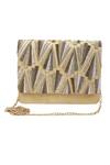 Buy_The Purple Sack_Beige Embroidery Flap Clutch With Sling _at_Aza_Fashions