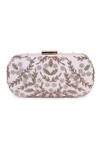 Shop The Purple Sack White Embroidery Symmetric Clutch With Sling at Aza Fashions Shop_The Purple Sack_White Embroidery Symmetric Clutch With Sling _at_Aza_Fashions