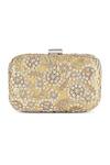 Shop_The Purple Sack_Gold Embroidery Clutch With Sling _at_Aza_Fashions