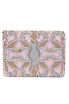 Shop_The Purple Sack_Pink Embroidery, Sequins Flap Clutch _at_Aza_Fashions