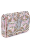 The Purple Sack_Pink Embroidery, Sequins Flap Clutch _Online_at_Aza_Fashions