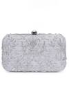 The Purple Sack_Silver Embroidery Symmetric Clutch With Sling _Online_at_Aza_Fashions