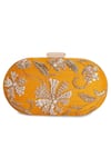 Shop_The Purple Sack_Yellow Embroidery Symmetric Clutch With Sling _at_Aza_Fashions