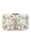 Shop_The Purple Sack_White Embroidery Symmetric Clutch With Sling _at_Aza_Fashions