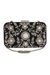 Buy_The Purple Sack_Black Embroidery Symmetric Clutch With Sling _at_Aza_Fashions