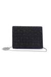 Buy_The Purple Sack_Black Embroidery Flap Clutch With Sling _at_Aza_Fashions