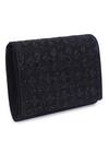 The Purple Sack_Black Embroidery Flap Clutch With Sling _Online_at_Aza_Fashions