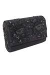 The Purple Sack_Black Embroidery, Sequins, Beads Flap Clutch With Sling _Online_at_Aza_Fashions