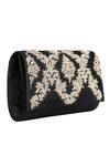 The Purple Sack_Black Zari Embroidered Flap Clutch With Sling _Online_at_Aza_Fashions