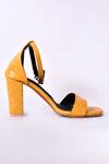 Nayaab By Aleezeh_Yellow Pleated Block Heels_Online_at_Aza_Fashions