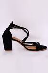 Nayaab By Aleezeh_Black Criss Cross Block Heels_Online_at_Aza_Fashions