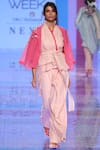 Buy_Tahweave_Pink Noil Shawl Lapel Embroidered Jacket _at_Aza_Fashions