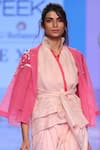 Tahweave_Pink Noil Shawl Lapel Embroidered Jacket _Online_at_Aza_Fashions