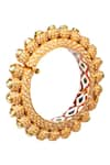 Shop_Tizora_Gold Plated Faux Pearl Handcrafted Rajwada Kundan Pacheli Bangle Single Pc _at_Aza_Fashions