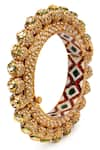 Tizora_Gold Plated Faux Pearl Handcrafted Rajwada Kundan Pacheli Bangle Single Pc _Online_at_Aza_Fashions