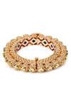 Tizora_Gold Plated Faux Pearl Handcrafted Rajwada Kundan Pacheli Bangle Single Pc _at_Aza_Fashions