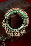 Buy_Tizora_Gold Plated Stones, Metallic Handcrafted Rajwada Meenakari Kundan Pacheli Bangle _at_Aza_Fashions