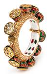 Shop_Tizora_Gold Plated Stones, Metallic Handcrafted Rajwada Meenakari Kundan Pacheli Bangle _at_Aza_Fashions