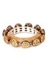 Tizora_Gold Plated Stones, Metallic Handcrafted Rajwada Meenakari Kundan Pacheli Bangle _Online_at_Aza_Fashions