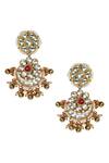Buy_Tizora_Gold Plated Pearls, Beads Floral Kundan Danglers _at_Aza_Fashions