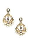 Buy_Tizora_Gold Plated Pearls, Gota Patti Kundan Bead Drop Danglers _at_Aza_Fashions