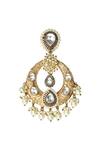 Tizora_Gold Plated Pearls, Gota Patti Kundan Bead Drop Danglers _Online_at_Aza_Fashions