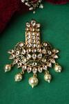 Tizora_Gold Plated Pearls, Diamonds Enamelled Kundan Danglers _Online_at_Aza_Fashions