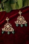 Tizora_Gold Plated Pearls, Diamonds, Stones Kundan Drop Danglers _Online_at_Aza_Fashions