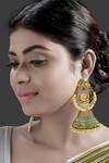Buy_Tizora_Gold Plated Beads, Embroidery Chandbali Danglers _at_Aza_Fashions
