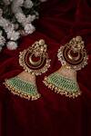 Buy_Tizora_Gold Plated Beads, Embroidery Chandbali Danglers _Online_at_Aza_Fashions