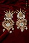 Buy_Tizora_Gold Plated Beads, Embroidery Antique Handcrafted Danglers _Online_at_Aza_Fashions
