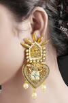 Shop_Tizora_Gold Plated Beads, Embroidery Antique Handcrafted Danglers _Online_at_Aza_Fashions