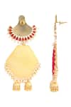 Tizora_Gold Plated Beads, Zari, Embroidery Jhumka Danglers _Online_at_Aza_Fashions